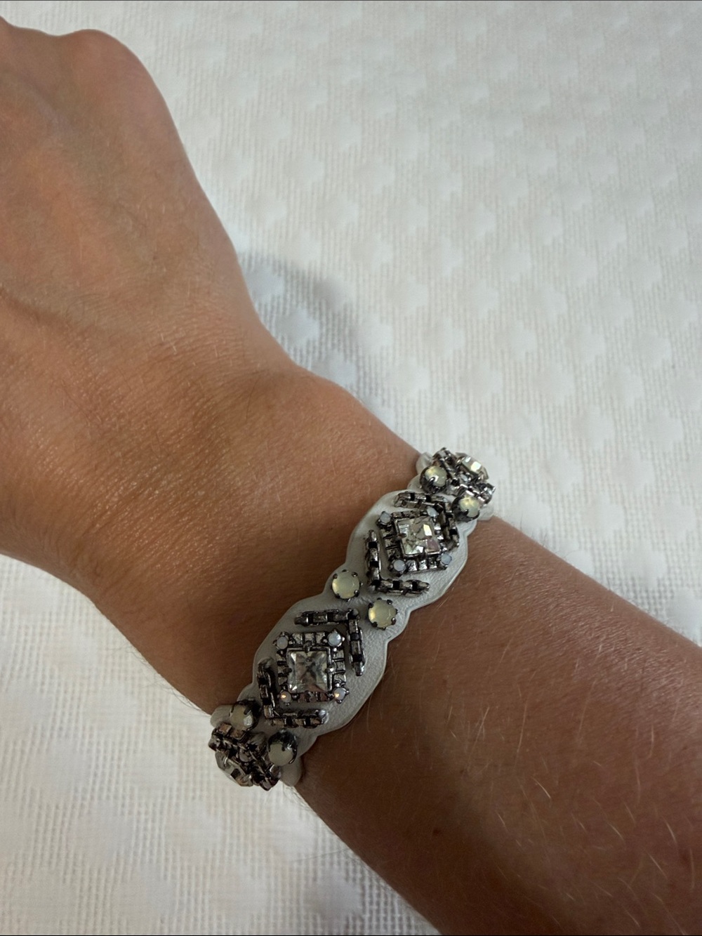 Stella & Dot Chiara Embellished White Crystal Stones Bracelet